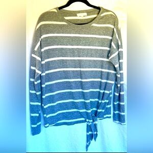 Becaal brand gray & white striped top with tie M